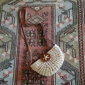 Cream Woven Crossbody Bag with Starfish Detail By SUN N' SAND